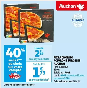 Auchan - Pizza Chorizo Poivrons Surgelee