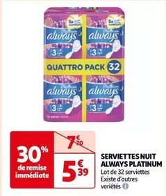 Always - Serviettes Nuit Platinum