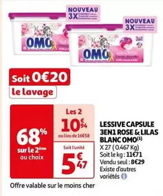 Omo - Lessive Capsule 3en 1 Rose & Lilas Blanc