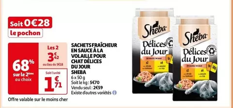 Sheba - Sachets Fraicheur En Sauce A La Volaille Pour Cuit D'élices