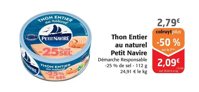 Petit navire - Thon Entier Au Naturel