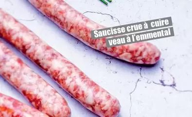 saucisse crue à cuire veau à l'emmental