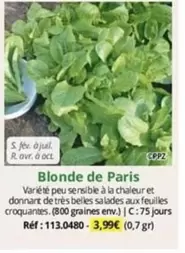 Blonde De Paris offre à 3,99€ sur Magellan