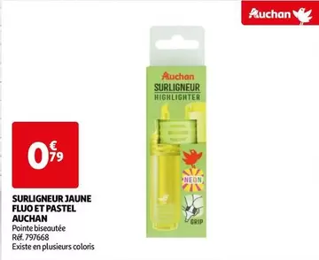 Auchan - Surligneur Jaune Fluo Et Pastel