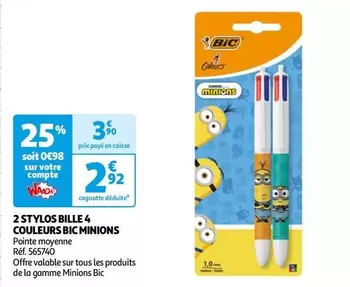 BIC - 2 Stylos Bille 4 Couleurs Minions