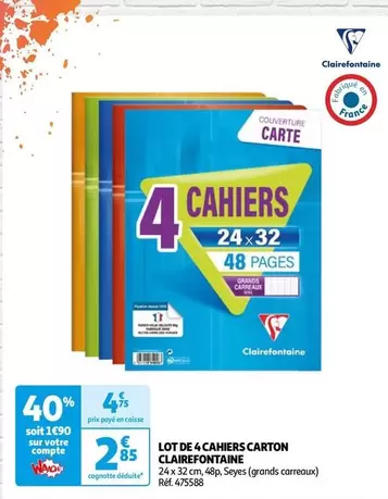 Clairefontaine - Lot De 4 Cahiers Carton