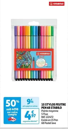 stabilo - 15 Stylos Feutre Pen 68