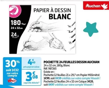 Auchan - Pochette 24 Feuilles Dessin