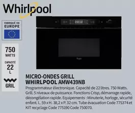 Whirlpool - Micro-Ondes Grill AMW439NB  offre sur Conforama