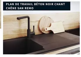 Plan De Travail Beton Noir Chant Chene San Remo  offre sur Conforama