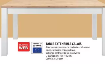 Table Extensible Calais offre sur Conforama