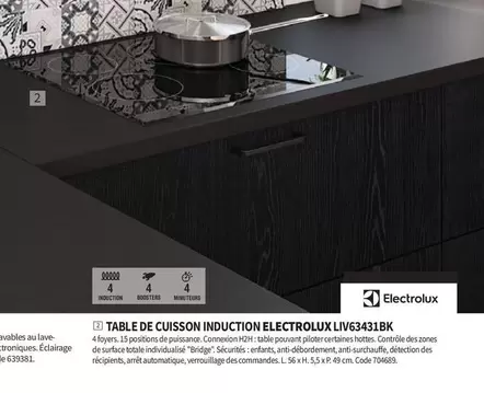 Electrolux - Table De Cuisson Induction LIV63431BK  offre sur Conforama