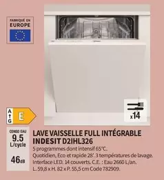 Indesit - Lave-vaisselle Full Integrable D2IHL326  offre sur Conforama