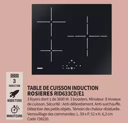 Rosières - Table De Cuisson Induction RID633CD/E1 offre sur Conforama