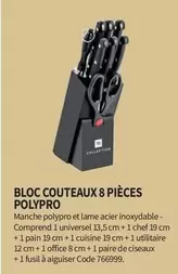 Bloc Couteaux 8 Pièces Polypro offre sur Conforama