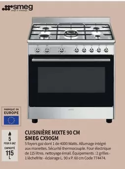 Smeg - Cuisinière Mixte CX90GM  offre sur Conforama