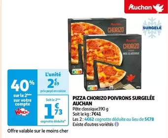 Auchan - Pizza Chorizo Poivrons Surgelée