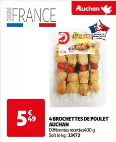 Auchan - 4 Brochettes De Poulet