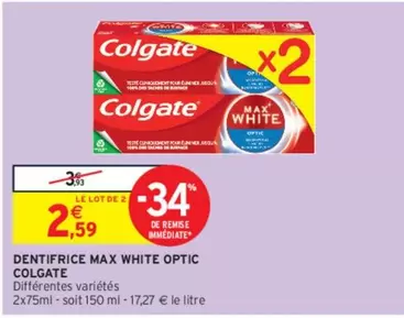 colgate - dentifrice max white optic