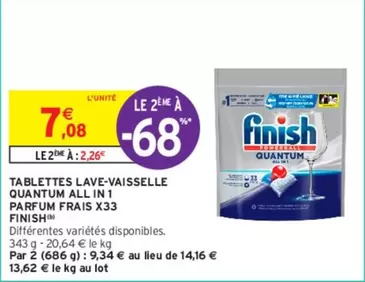 finish - tablettes lave-vaisselle quantum all in 1 parfum frais x33