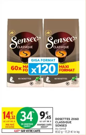 senseo - dosettes 2x60 classique