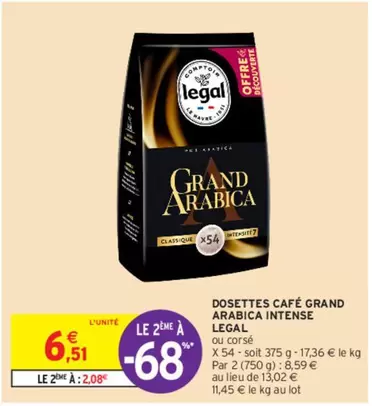 legal - dosettes café grand arabica intense