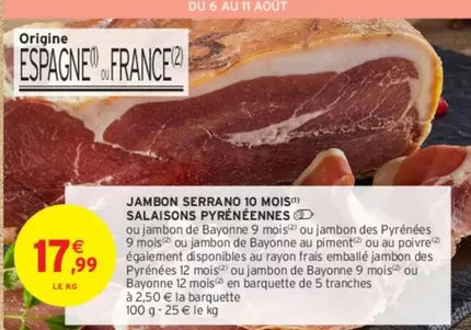 jambon serrano 10 mois salaisons pyrénéennes