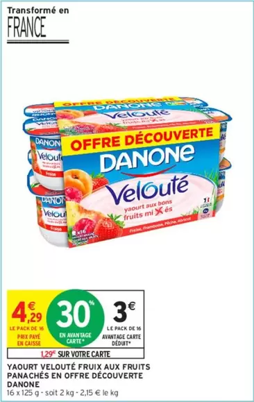 danone - yaourt vélouté faux aux fruits pananchés en offre découverte