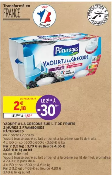 paturages - yaourt a la grecque sur lit de fruits 2 morres 2 framboises