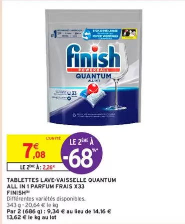 finish - tablettes lave-vaisselle quantum all in 1 parfum frais