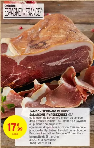 jambon serrano 10 mois salaisons pyrénées