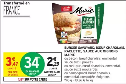 Marie - Burger Savoyard, Boeuf Charolais, Raclette, Sauce Aux Oignons