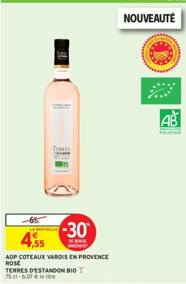 estandon  - aop coteaux varois en provence rose terres destand bio