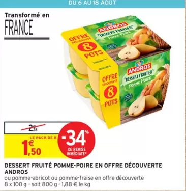 Andros - Dessert Fruité Pomme-poire En Offre Découverte