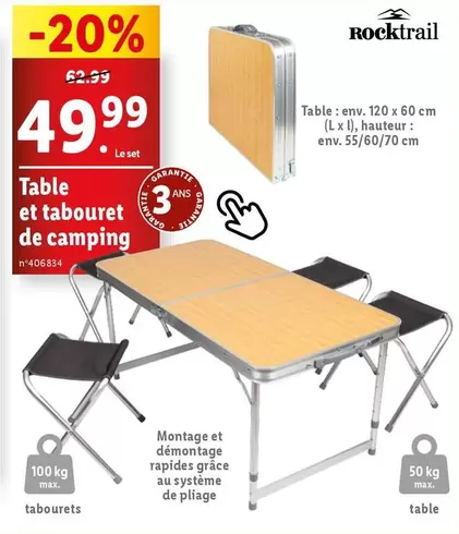 rocktrail - table et tabouret de camping