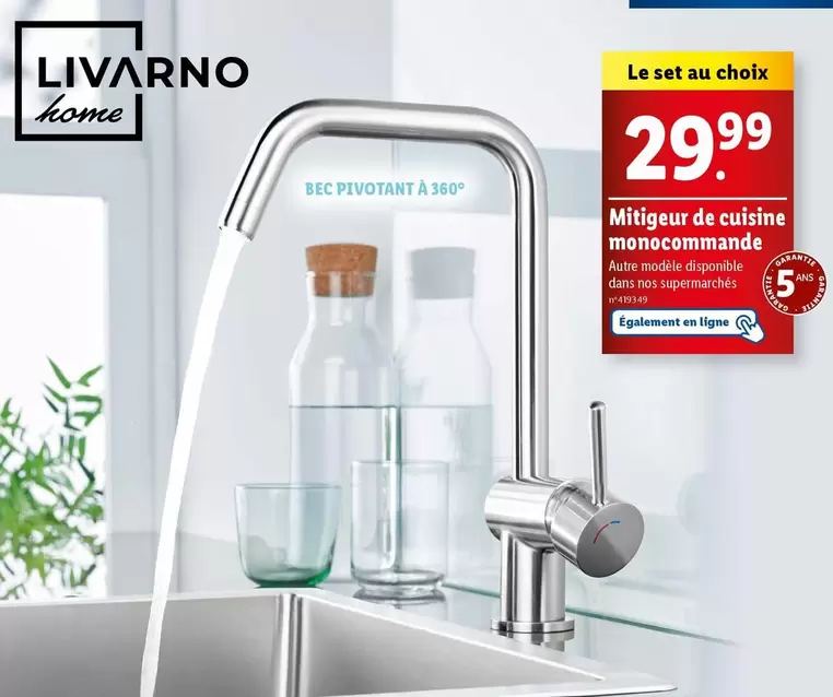 livarno home - mitigeur de cuisine monocommande