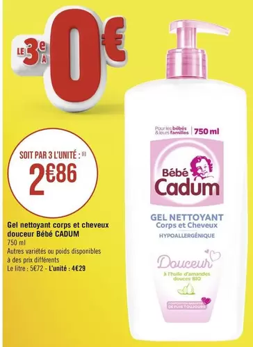 Cadum - Gel Nettoyant Corps Et Cheveux Bébé 