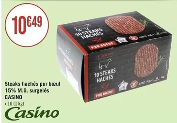 Casino - Steaks Hachés Pur Boeuf 15% M.G. Surgelés