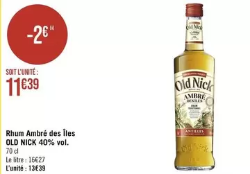 Old Nick - Rhum Ambré Des Îles 40% Vol.