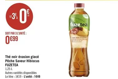 fuzetea - thé noir évasion glacé pêche saveur hibiscus