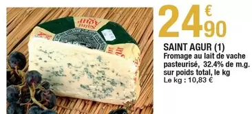 Saint Agur - Fromage Au Lait De Vache Pasteurise, 32.4% De M.g. Sur Poids Total, Le Kg