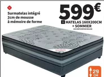 Matelas 160x200cm + Sommier