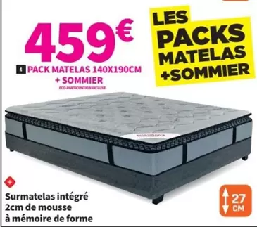 Pack Matelas 140x190cm + Sommier