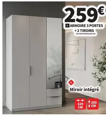 Armoire 3 Portes + 2 Tiroirs