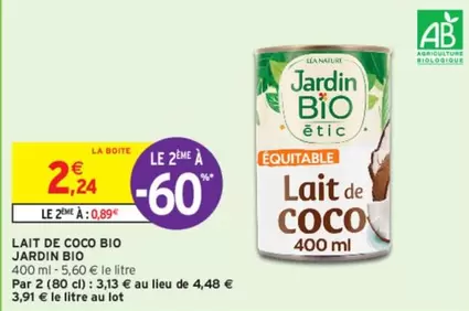 jardin bio - lait de coco bio