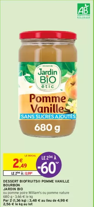 Desserte Biofruits Pomme Vanille Bourgon - Jardin Bio - Jardino Bio