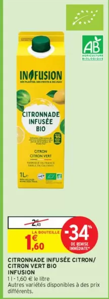 Infusion Citronnade Infusée Citron/Citron Vert Bio - Une boisson refreshing et bio à savourer!