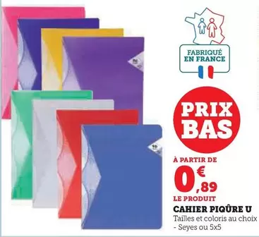 U - Cahier Piqure