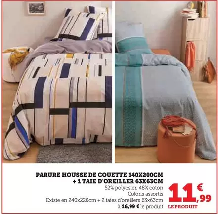 Parure Housse De Couette + 1 Taie D'Oreiller 