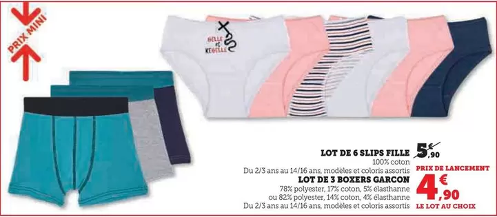 Lot De 6 Slips Fille , Lot De 3 Boxers Garcon